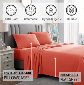American Home Collection 3 Piece Twin XL Sheet Set - 16-Inch Deep Pocket - College Dorm Essentials - Ultra Soft Microfiber, Brea