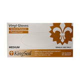 KingSeal MEDIUM Vinyl Disposable Gloves, Powder-Free, Latex-Free, 4 mil, Clear - 1 Box of 100 Gloves by Weight (100 Count)