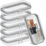 Sanwuta 6 Pcs Clear Hard Zipper Case Pencil Pouches Hard Plastic Zipper Pouches Makeup Bag Transparent Cases for Snacks Plastic 
