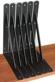 6 Pack L10 x H 8 Black Heavy Duty Shelf Brackets with Screws Metal Shelf Brackets Shelf Support Angle Brackets for Shelves L Bra