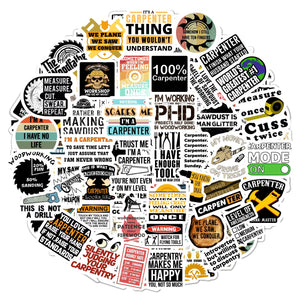 100Pcs Funny Carpenter Stickers for Hard Hats - Union Carpenter Sticker Pack & Decals, The Carpenters Gift, Funny Carpenter Gift