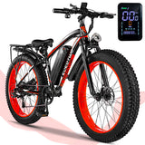EOEOTWO 26 Electric Bike for Adults, 33 MPH 60+Miles Electric Bicycle, Peak 1500W 48V 15Ah Fat Tire Ebike, Fast E Bike for Men& 