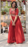 Wedani Georgette Embroidery Sequins-Work Anarkali Kurta Set For Women (In Alpha 2Xl Regular Red),Red,2XL,Georgette,Anarkali,