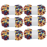 6 Balls Pomp-A-Doodle Yarn,100% Polyester Jelly Bean Small POM-POM Ball Yarn for Crochet Knitting Blanket Mat Pet Nest 600g (War