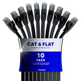 Cat6 Ethernet Cable 25ft, 10-Pack Red - Flat High-Speed Network Cables for Gaming, Streaming, Router, Modem, PC, PS5, Xbox - Dur