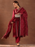 Libas Women'S Chanderi Silk Kurta Set (49436 Maroon 2Xl
