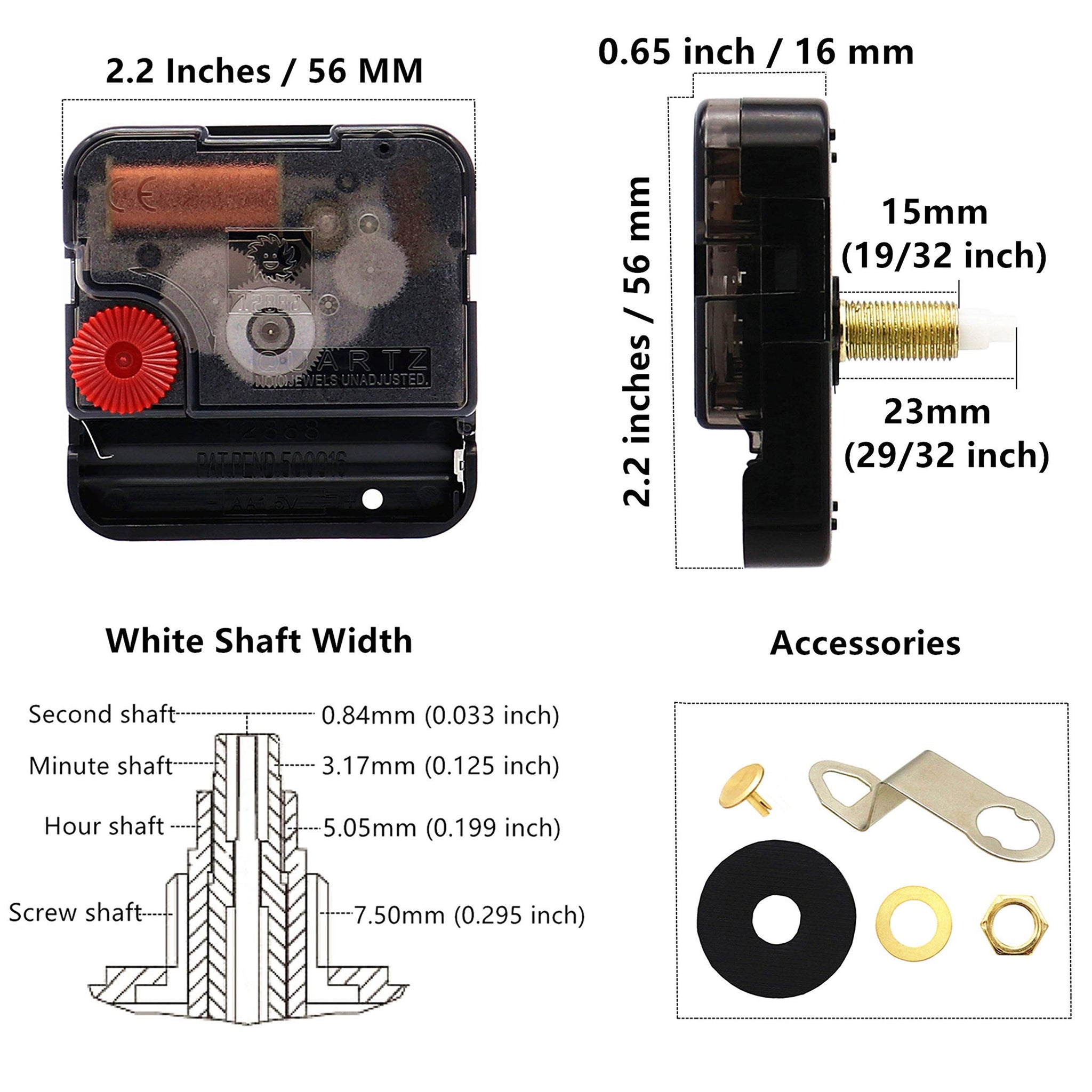 12888 Quartz DIY Wall Clock Movement Mechanism Repair Parts Replacement Kit Sweep Silent Movement,13mm (1/2 Inch ) Maximum Dial