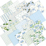 HunnmingRe 20 Pcs 10x10 Hydrangea Quilting Fabric Square Bundle Watercolor Dusty Blue Floral Precuts Quiltted Fabric Printed