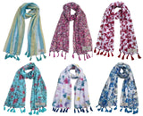 Fusfus WomenS Printed Chiffon Scarves And Stoles, Free Size(Multicolour, Fs2188) Pack Of 6 (Multicolor4)