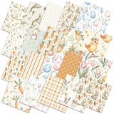 HunnmingRe 20 Pcs 10''x10'' Easter Quilting Fabric Square Bundle Watercolor Bunny Precuts Quiltted Fabric Carrots Eggs Printed P