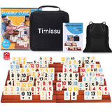 Timissu Rummy Cube 6-8 Players with 8 Wooden Racks 214 Large Number Rummy Tiles Travel Size Rummy Cube Game with Case 8 Players 