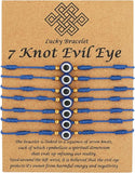 7-Knot Blue Evil Eye Handmade Bracelet Set of 7, Rakhi for Brother, Bhaiya | Adjustable Good Luck Protection Bracelet, Lucky Kabbalah for Men and Women