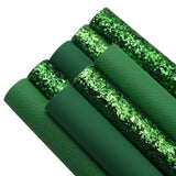 David accessories 8pcs/Set 7.7 x 12.9 (20 cm x 33 cm) Green Color Series Faux Leather Sheets Glitter Mixed Synthetic Leather She