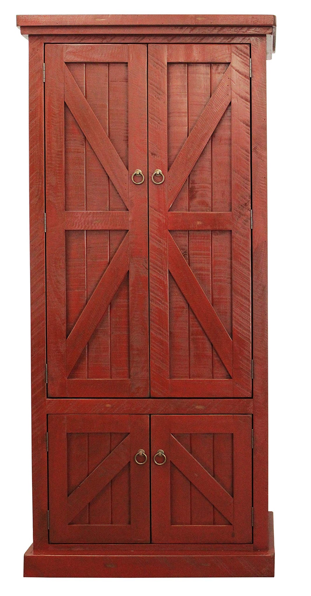 American Heartland Rustic Double Door Pantry, Rustic Red