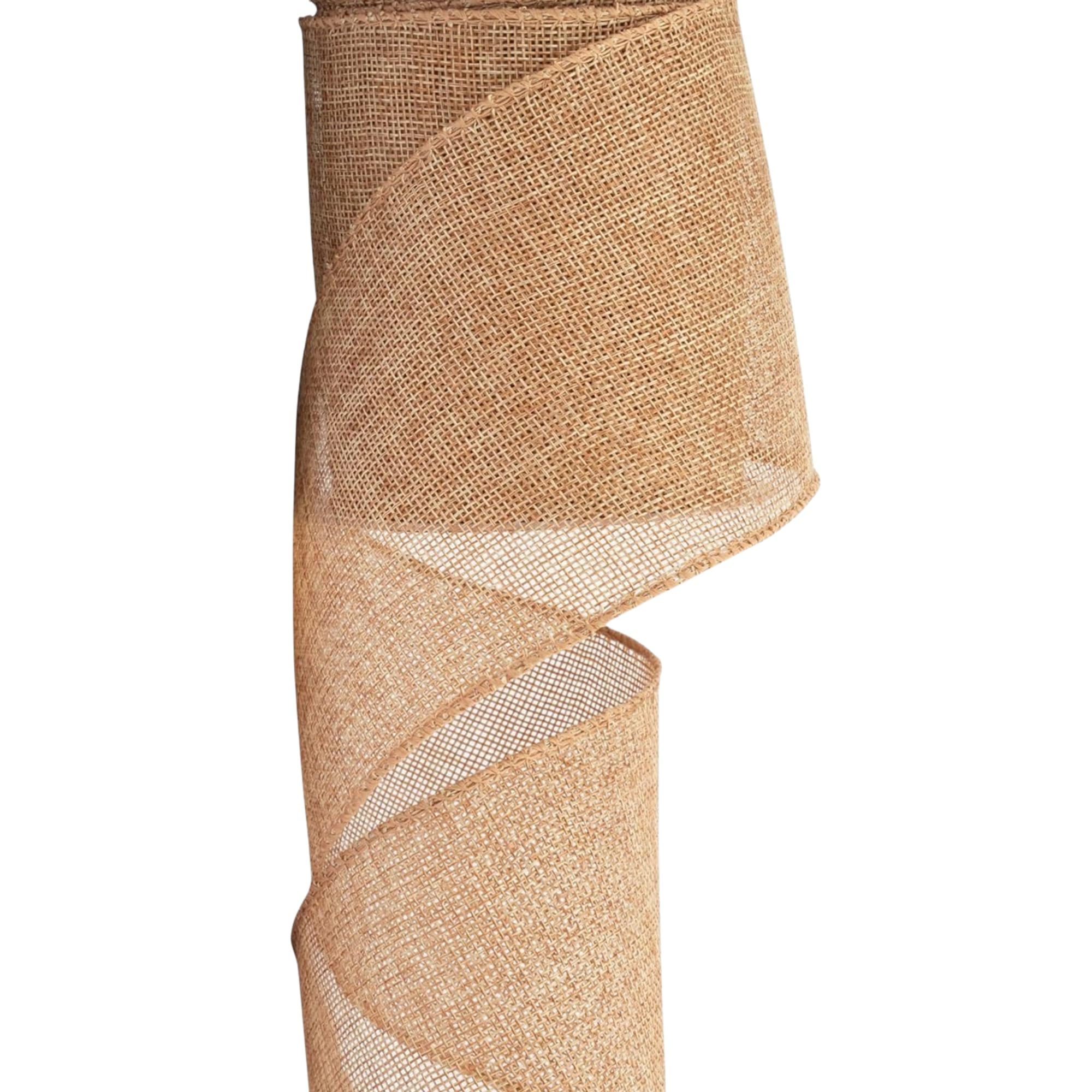 Burlap Wired Ribbon, 10 Yards, Natural Color, for Christmas Decor, Wreaths, Wedding, Gift Wrapping (Natural, 4 Inch x10 Yards)