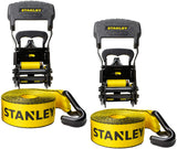 STANLEY S1007 Black/Yellow 1.5 x 16 Ratchet Tie Down Straps 1,100 lb Safe Working Load / 3,300 lb Break Strength, 2 Pack