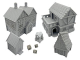 Paintable Tabletop Miniature Little Town Building Terrains Compatible with RPG War Games - 18mm Scale Dioramas Building Set Scen
