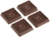 Shepherd Hardware 9076 2Inch Square Rubber Furniture Cups, 4Pack,Brown