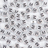 Yiizzxin 200Pcs Round Ancient Silver Letter M Beads,4x7mm Flat Letter-M Bead for Bracelets,Alphabet Beads for Jewelry Making DIY
