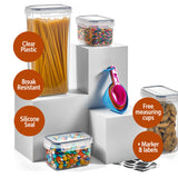 14 Pack Airtight Food Storage Container Set - BPA Free Clear Plastic Kitchen and Pantry Organization Canisters with Durable Lids