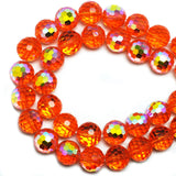 DIQIO 10mm Sparkle 96 Faceted Disco Crystal Beads (65-72pcs, Orange AB)