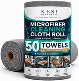 KESI Ornaments 1Pcs Reusable Microfiber Kitchen Towel Roll, 50 Sheets Grey Cleaning Cloth Roll,10X Cheaper Than Paper Towels,100