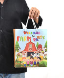 PPJ HAPPY BIRTHDAY CARTOON (FARM THEME) PARTY (30 Pcs.) PAPER CARRY BAG, 10 Inch X 12 Inch X 4 Inch RETURN GIFT/HAPPY BIRTHDAY