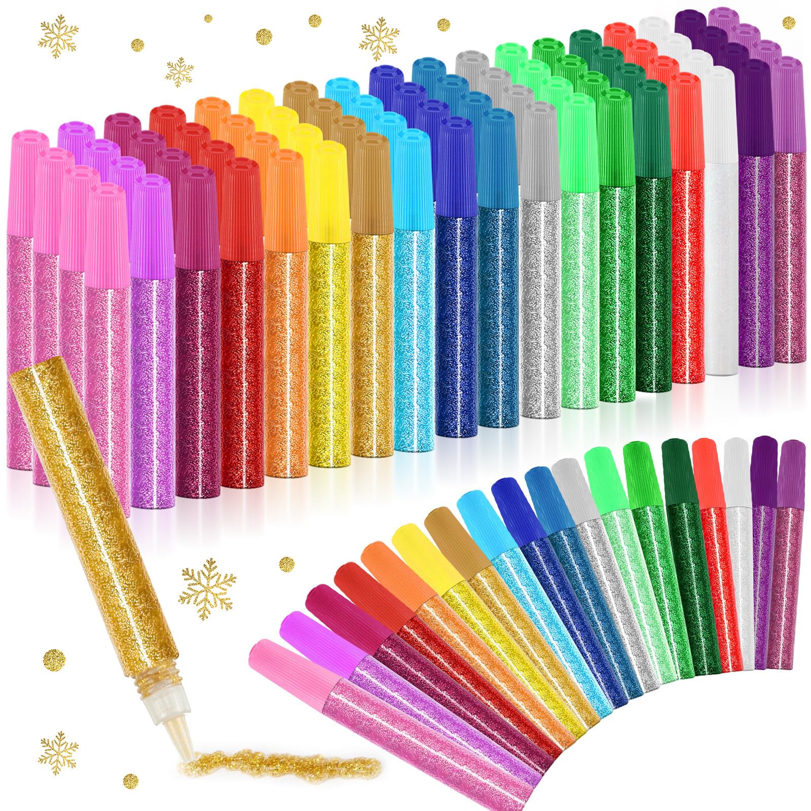 Resurhang 72 Pcs Glitter Glue Pens Bulk 18 Colors Crafts Pens Stick Glitter Glue for Crafts School Gifts Supplies for DIY Arts, 