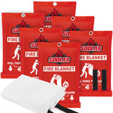 Fire Blanket Emergency for Home Kitchen - 6 Pack 40x40 Fireproof Safety Protection Fiberglass Flame Retardant Blankets Survival 