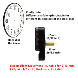 12888 Quartz DIY Wall Clock Movement Mechanism Repair Parts Replacement Kit Sweep Silent Movement,13mm (1/2 Inch ) Maximum Dial