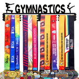 Goutoports Medal Holder Display Hanger Rack Frame for Sport Race Runner - Gymnastics for Girls 02 - Sturdy Black Steel Metal Ove