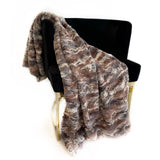 Plutus Brown Wild Rabbit Faux Fur Luxury Throw Blanket 102In X 116In