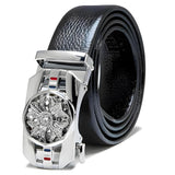 Wizara MenS Silver Spinner Vegan Leather Belt | Auto Lock Buckle | Formal & Casual Wear, 40Mm Width | Adjustable Waist | Stylis