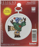 Janlynn 114332 18 Count Mini Counted Cross Stitch Kit, 2.5Inch, Round, Skating Snowman