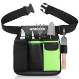 WORKPRO Garden Tool Belt, 5-Pocket Single Side Gardening Tool Pouch with Adjustable Waist Strap, Utility Garden Waist Bag for Wo