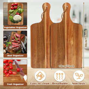 10 Packs Acacia Wood Cutting Board, 15 x 7 Inch Plain Chopping Board with Handles Large Serving Board Wooden Kitchen Cutting Boa