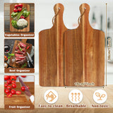 10 Packs Acacia Wood Cutting Board, 15 x 7 Inch Plain Chopping Board with Handles Large Serving Board Wooden Kitchen Cutting Boa
