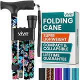 Vive Folding Cane - Foldable Walking Cane for Men, Women - Fold-up, Collapsible, Lightweight, Adjustable, Portable Hand Walking 