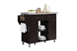 Hodedah Import Island with Spice Rack & Towel Rack Kitchen Cabinet, Chocolate