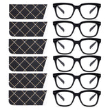 CHOFILORD 6 Pack Fashion Reading Glasses for Women Men Blue Light Blocking Oversized Square Readers with Spring Hinge (6 Pack Bl