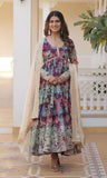 Wedani Floral Print Anarkali Kurta Set With Dupatta For Women (In Alpha L Regular Purple),PURPLE,L,Georgette,Anarkali,Dupatta