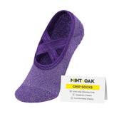 Mint & Oak Women NonSlip Pilates Socks With Grips Ankle Length, Purple Pack Of 1 | Silicone Cotton Socks | Ideal For Yoga, Pila