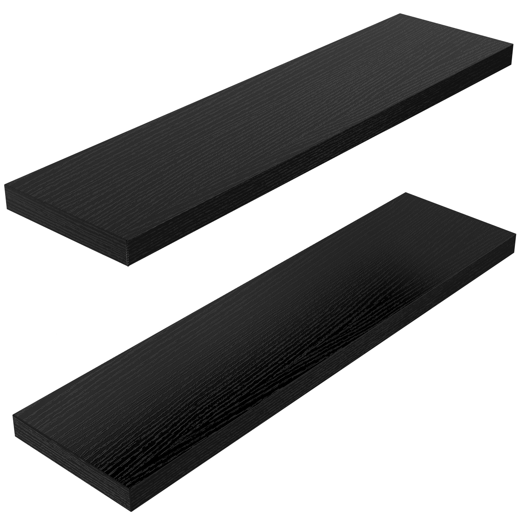 AMADA HOMEFURNISHING Floating Shelves Wall Mounted, 24 x 7 Inch Wall Shelves for Bathroom, Bedroom, Living Room, Black Shelves S