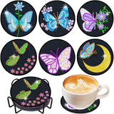 Vcekract Diamond Painting Coasters, 6 Pcs Butterfly Diamond Painting Coasters with Holder, Diamond Art Kits for Adults