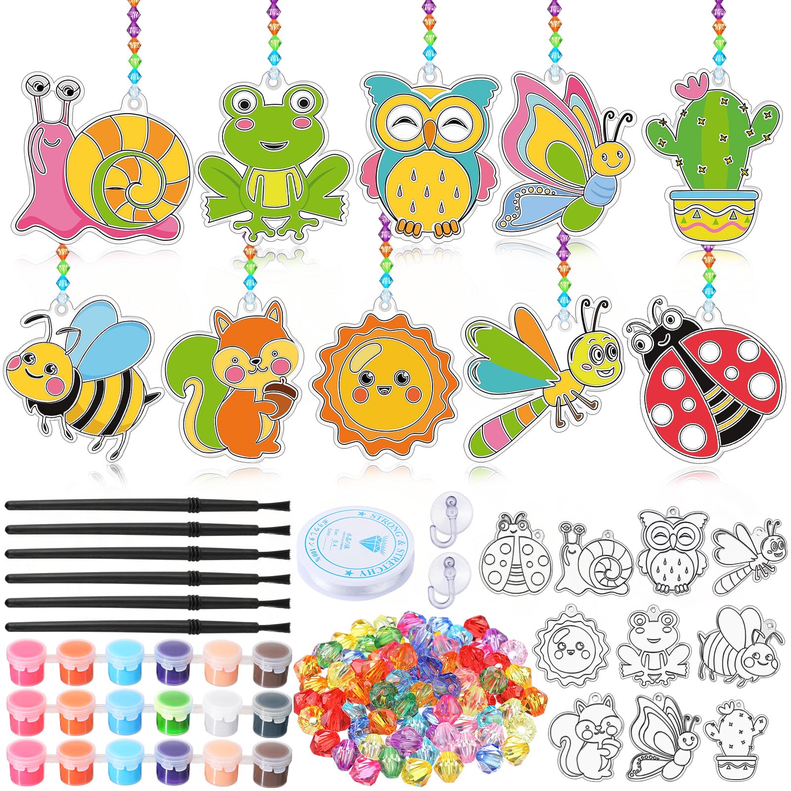 WinnerWhy 30 Sets Suncatchers Window Art Kits, DIY Sun Catchers Bulk Crafts Paint Your Own Window Ornaments for Boys Girls Class