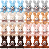 Sotiff 24 Pcs Plush Bunny Stuffed Animal Gift Bulk 4.7 Inch Mini Bunnies Keychain Doll Furry Rabbit with Bow Tie for Birthday Ba