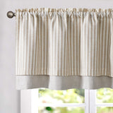 jinchan Stripe Linen Kitchen Valance Curtain, 50x16, 1 Panel, Taupe