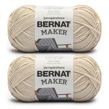 Bernat Maker Cream Yarn - 2 Pack of 250g/8.8oz - 72% Cotton 28% Nylon - #5 Bulky - 290m/317Yards - for Knitting, Crochet and Ami