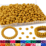 HHCFAST 270Pcs Lentil Silicone Beads for Pens, 12mm Silicone Spacer Beads for Keychain Making(Mustard Yellow)