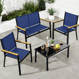 Best Choice Products 4Piece Outdoor Textilene Patio Conversation Set, Backyard Furniture w/Loveseat, Coffee Table, Steel Frame 